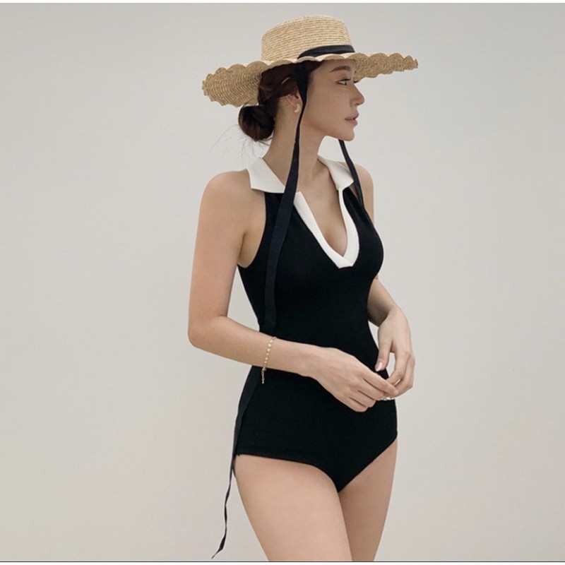 [XẢ KHO] BỘ BƠI MỘT MẢNH DÁNG CỔ POLO HÀN QUỐC - BKN007