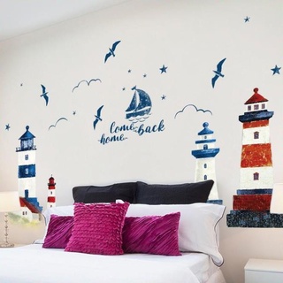 Decal dán tường mẫu Hải âu và Ngọn hải đăng - scenedecal Zooyoo