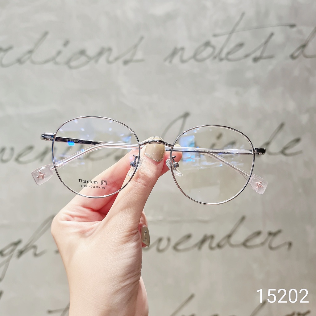 Gọng kính mắt tròn kim loại LILYEYEWEAR nam nữ chất liệu cứng cáp thanh nhẹ dễ đeo kiểu dáng thời trang 15202
