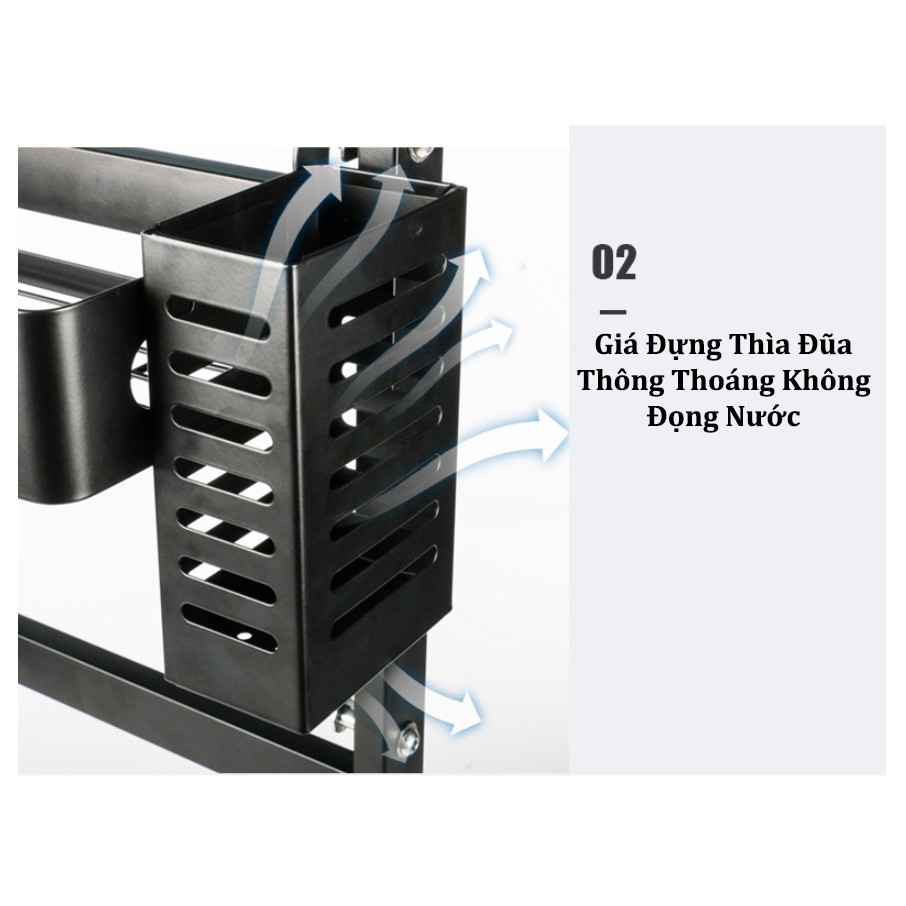 [ FREESHIP ] Kệ Gia Vị 2 Tầng 3 Tầng Full Phụ Kiện Kava | Kệ Inox Sơn Tĩnh Điện, Không Gỉ