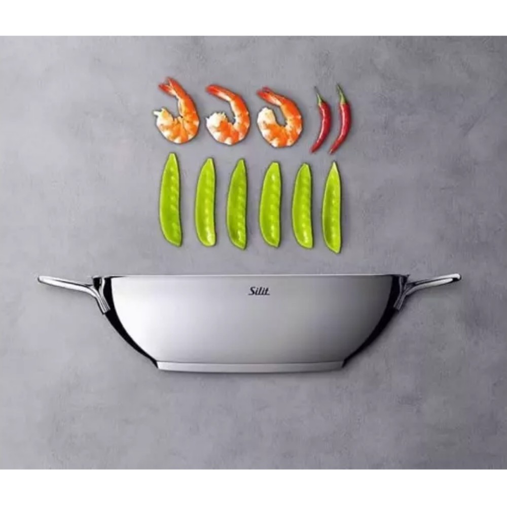 Chảo Sâu lòng Silit Wok 32cm - Chảo xào - Chảo Thép không gỉ [Hàng Đức chính hãng]