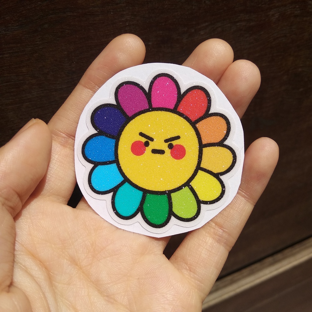 5cm ✨ Set 3 hình dán bông kaikai kiki cảm xúc blink blink lấp lánh sticker hoa mặt trời