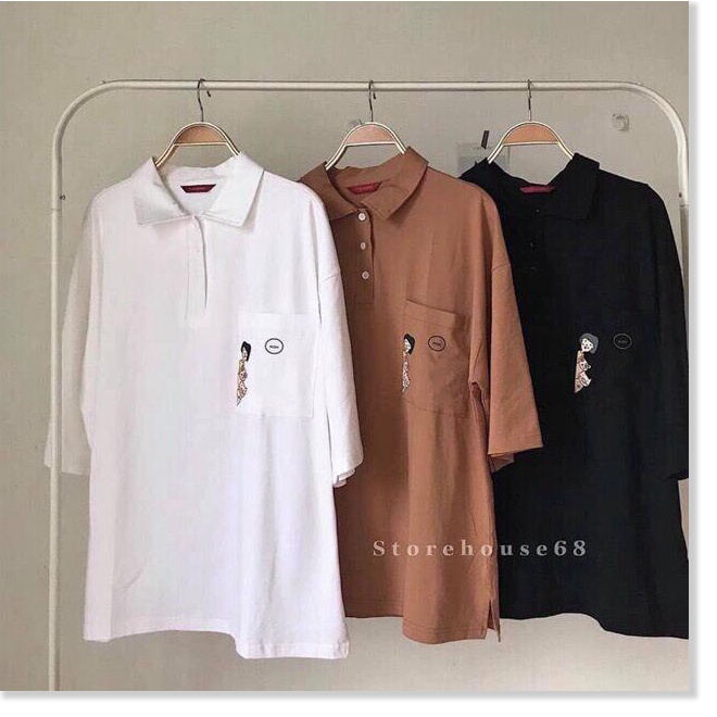 áo thun unisex cổ bẻ, form rộng, tay lỡ - hàng bao giặt máy NGỌC HÂN FASHION