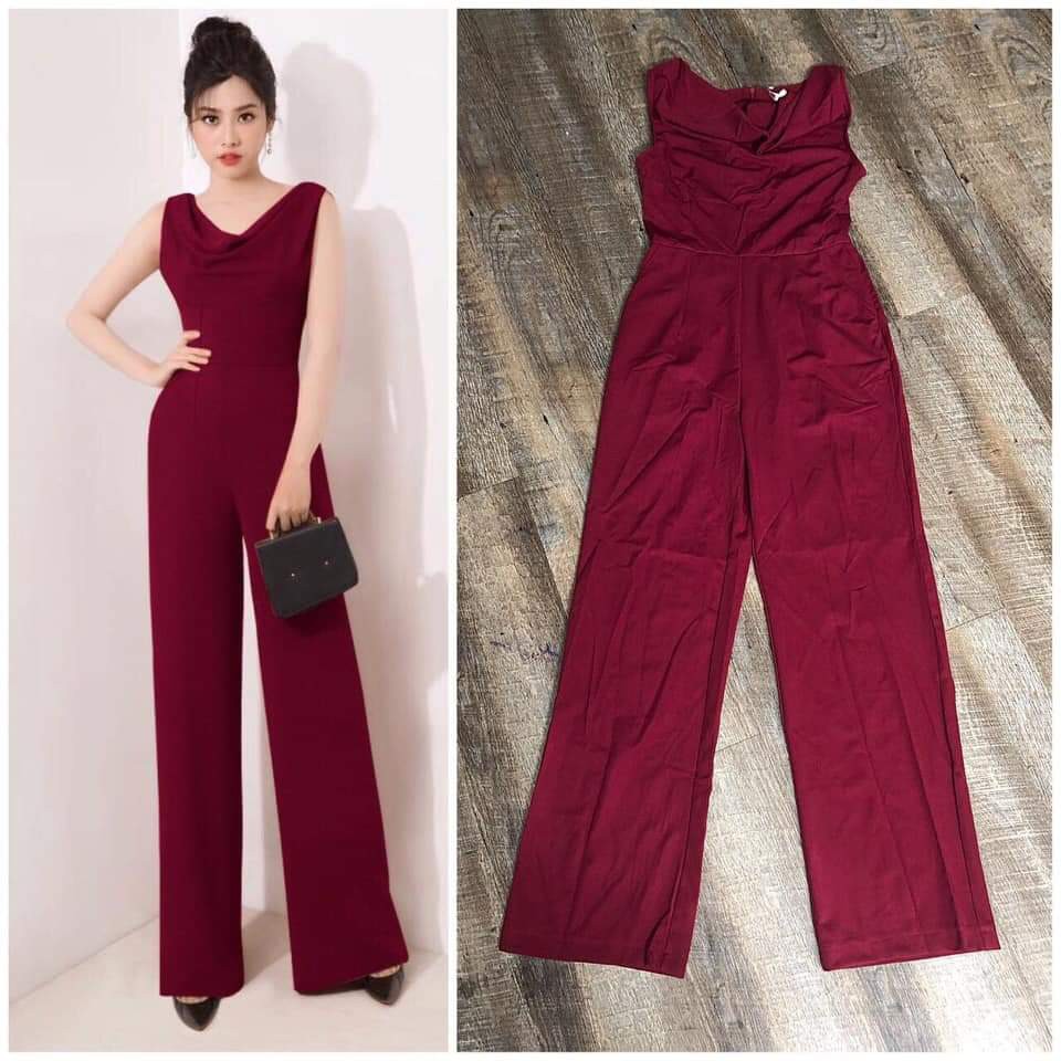 ST1061 Jumsuit đồ bay dài ống suông cổ đổ xinh xắn