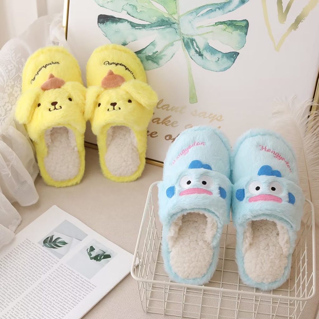 SANRIO Dép Bông Đi Trong Nhà Chống Trượt Hình Kuromi Cinnamoroll Melody Đáng Yêu