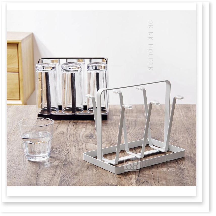 Khay úp ly cốc 💕SALE💕 Giá úp 6 ly, Giá úp cốc inox cao cấp sang trọng 20x16.5x13cm 9403