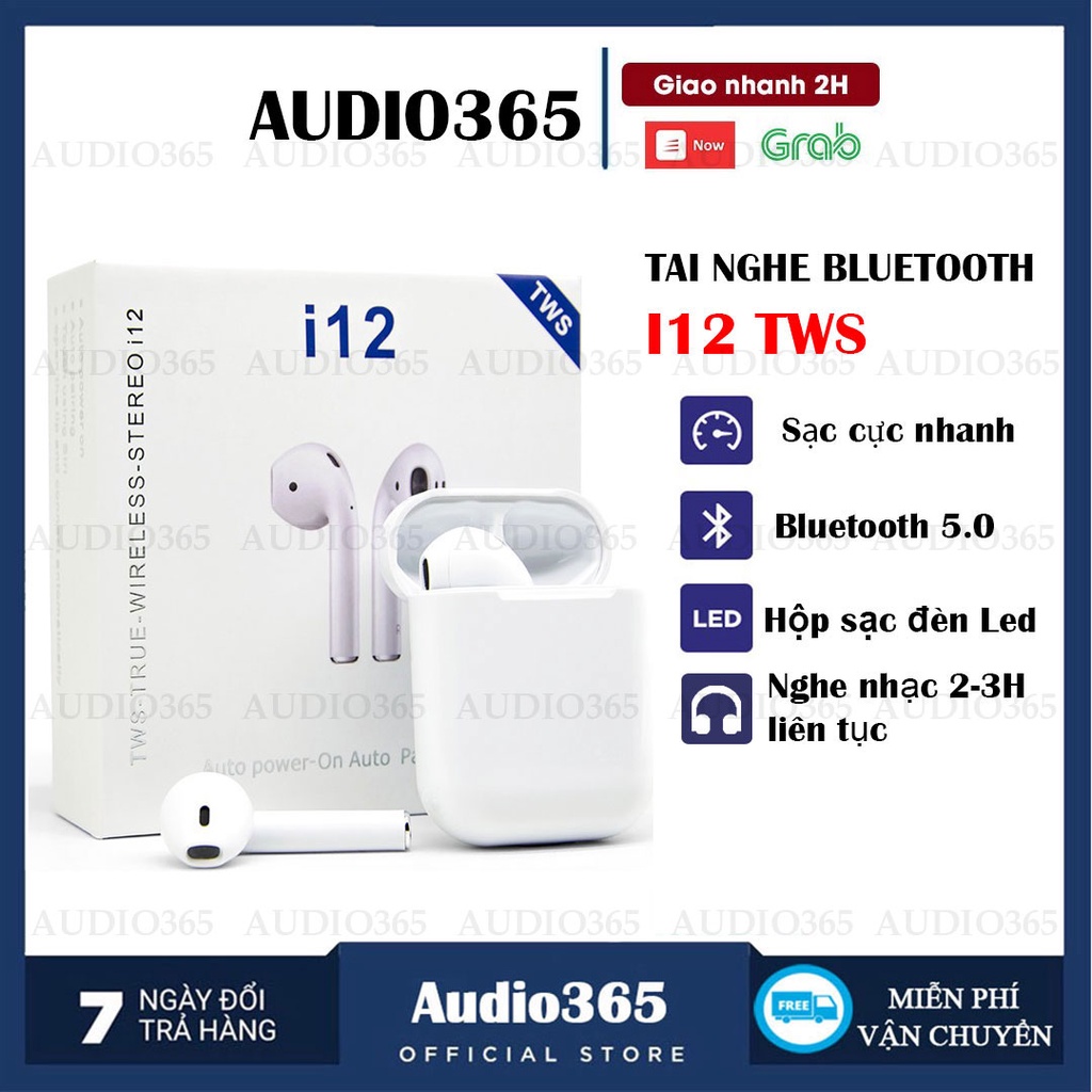 Tai nghe bluetooth nhét tai i12 cảm biến vân tay, đàm thoại, bass cực hay