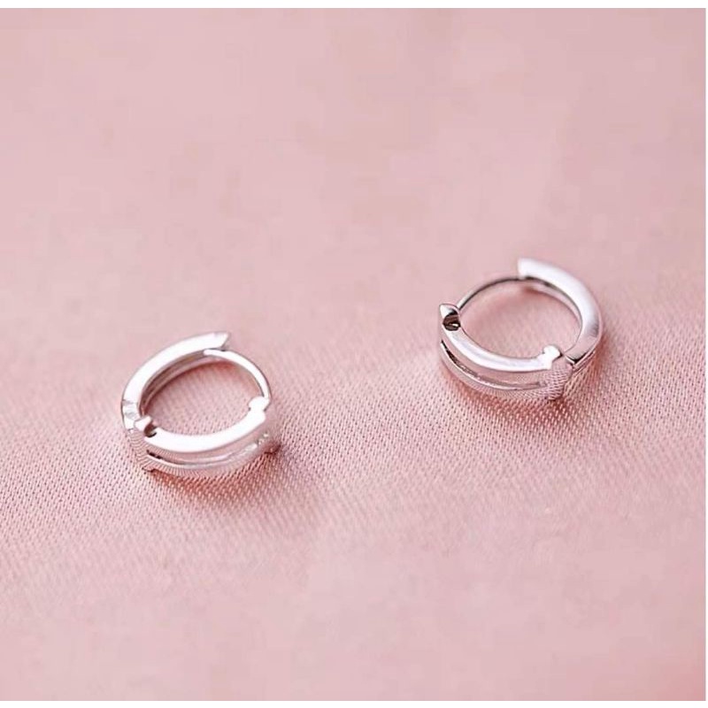 Khuyên tai bạc khuyên tròn trơn sát tai hai đường song song