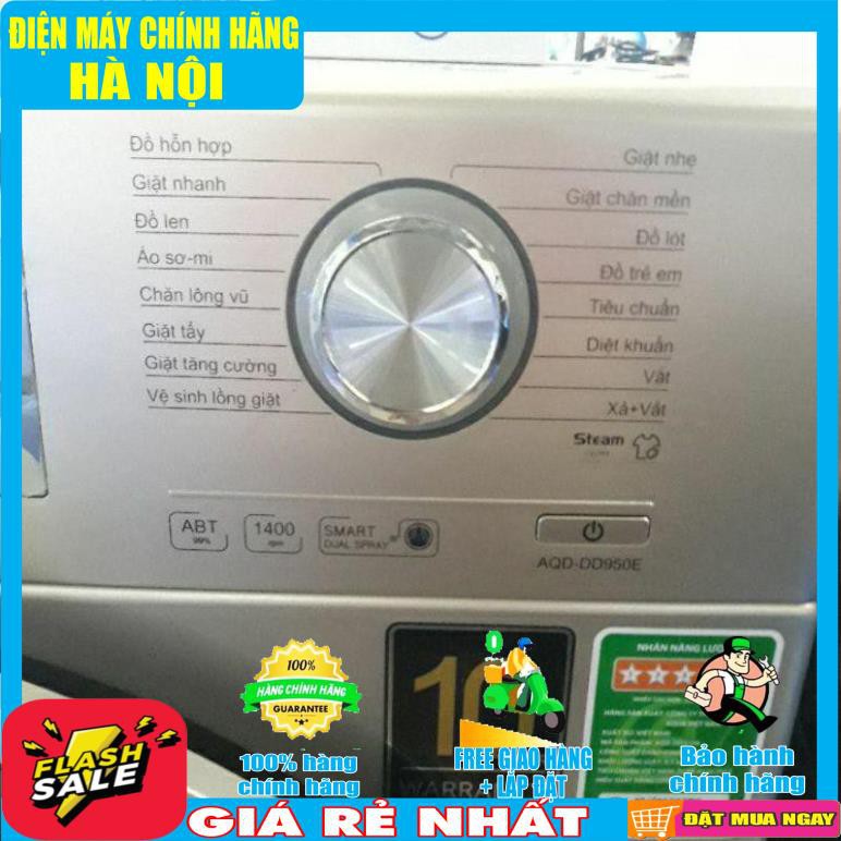 Máy giặt Aqua cửa ngang 9.5 kg màu vàng AQD-DD950E.N