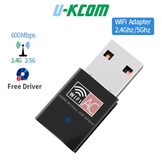 Bộ chuyển đổi thu phát WLAN Wifi U-KCOM USB không dây băng tần kép 600 Mbps cho máy tính bàn laptop