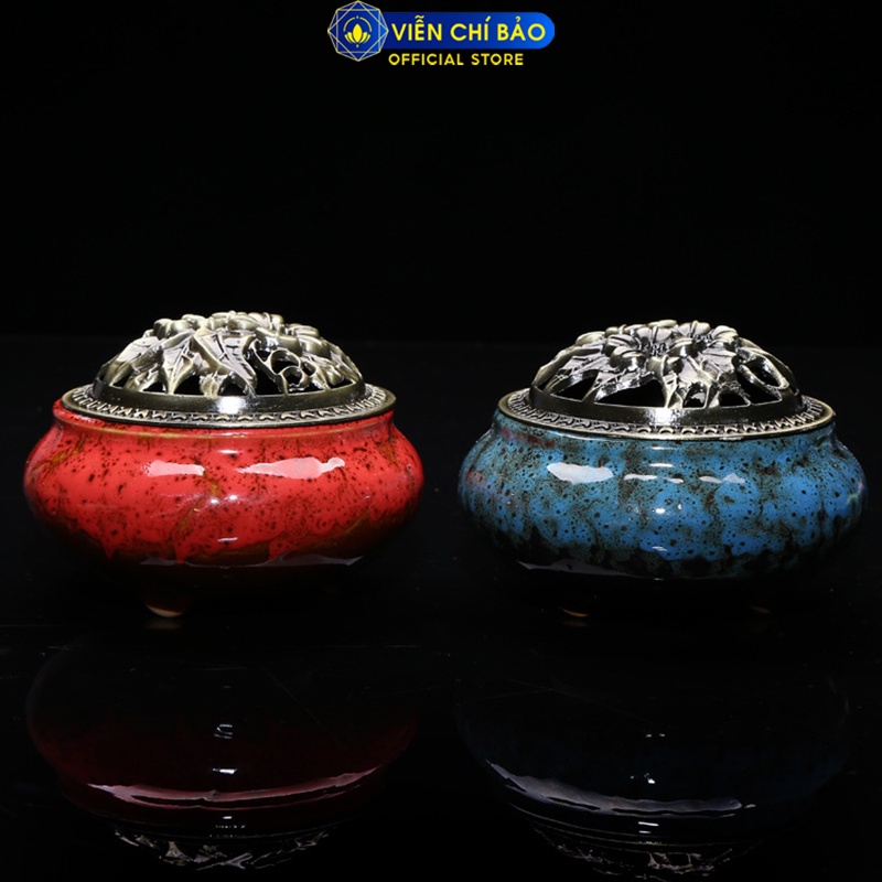 Lư Xông Trầm Hương - Đỉnh Đốt Nhang Phong Thủy Bằng Gốm Vân Rạn thời trang phụ kiện trang sức Viễn Chí Bảo LX01