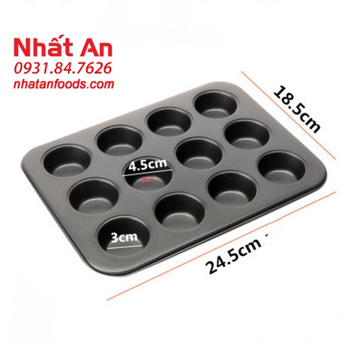 Khuôn nhôm cupcake mini chống dính 12 bánh / 24 bánh