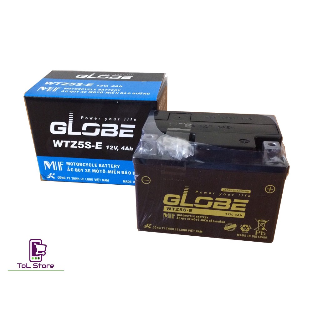 Ắc quy xe máy GLOBE WTZ5S-E (12V - 4Ah)