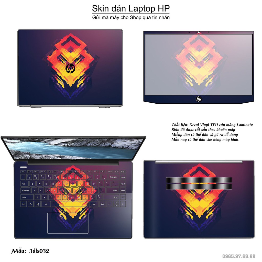 Skin dán Laptop HP in hình 3D Color (inbox mã máy cho Shop)