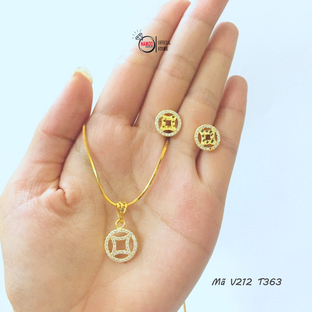 Set bông Tai Và Dây CHuyền Nữ V212 T363 Đính Đá Nữ