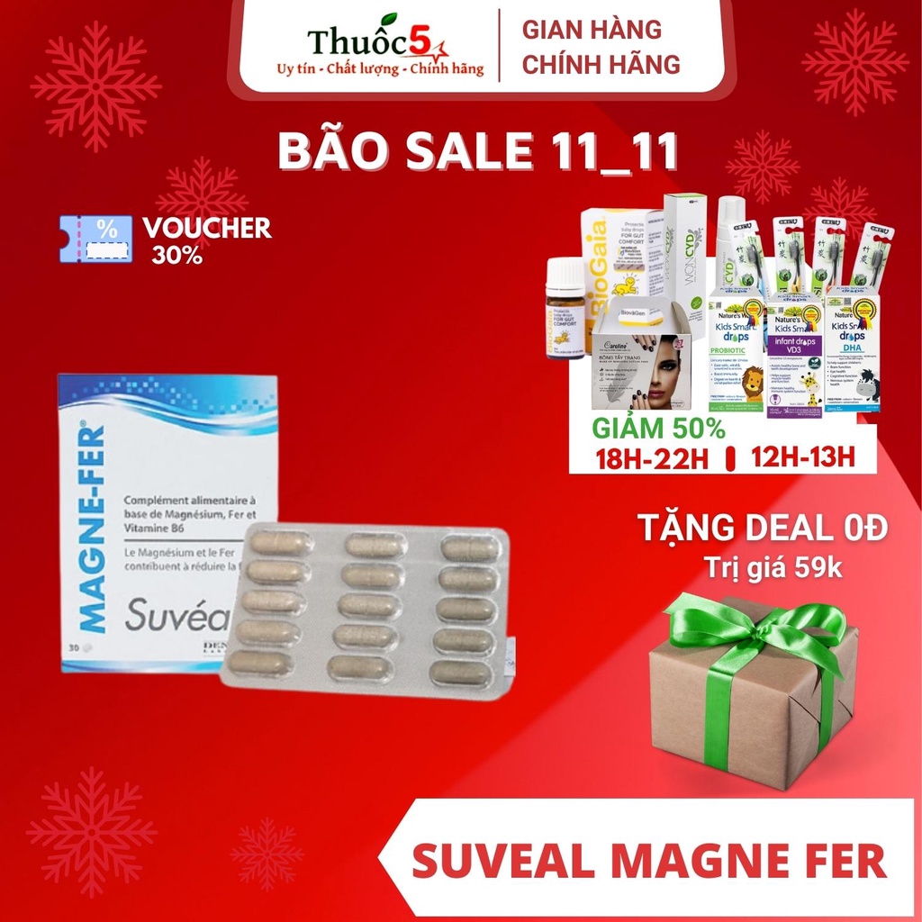 [GIÁ GỐC] Suveal Magne Fer vitamin cho bà bầu hộp 30 viên