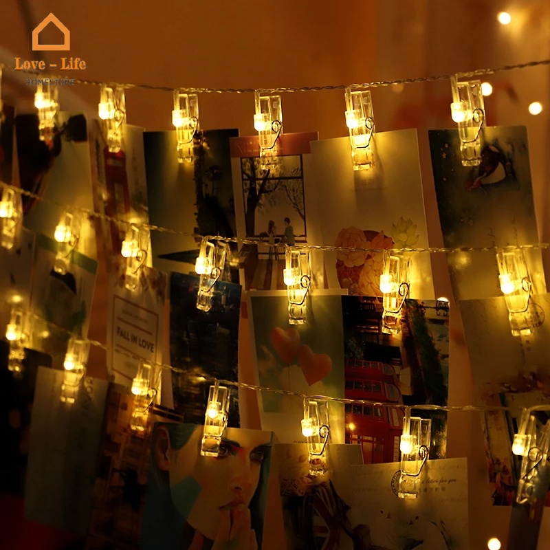 Dây Đèn LED Chạy Pin Kèm Kẹp Hình Cây Thông Trang Trí Nhà Cửa/Tiệc Tùng