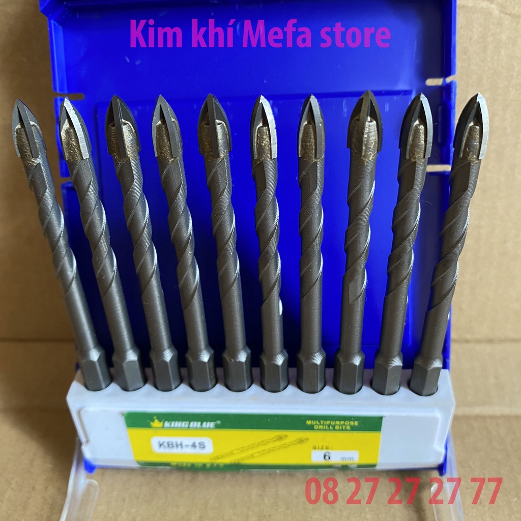 Mũi khoan đa năng chữ thập King blue chính hãng 6 8 10 12 - Mũi khoan đá 4 cạnh chính hãng