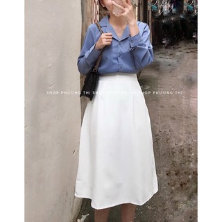 Áo sơmi lụa cổ vest dài tay - sơmi công sở (hình thật/sẵn)