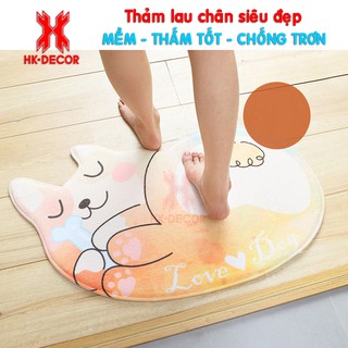 Thảm lông mịn, mềm, êm có chống trơn trượt, hình Love dog dễ thương