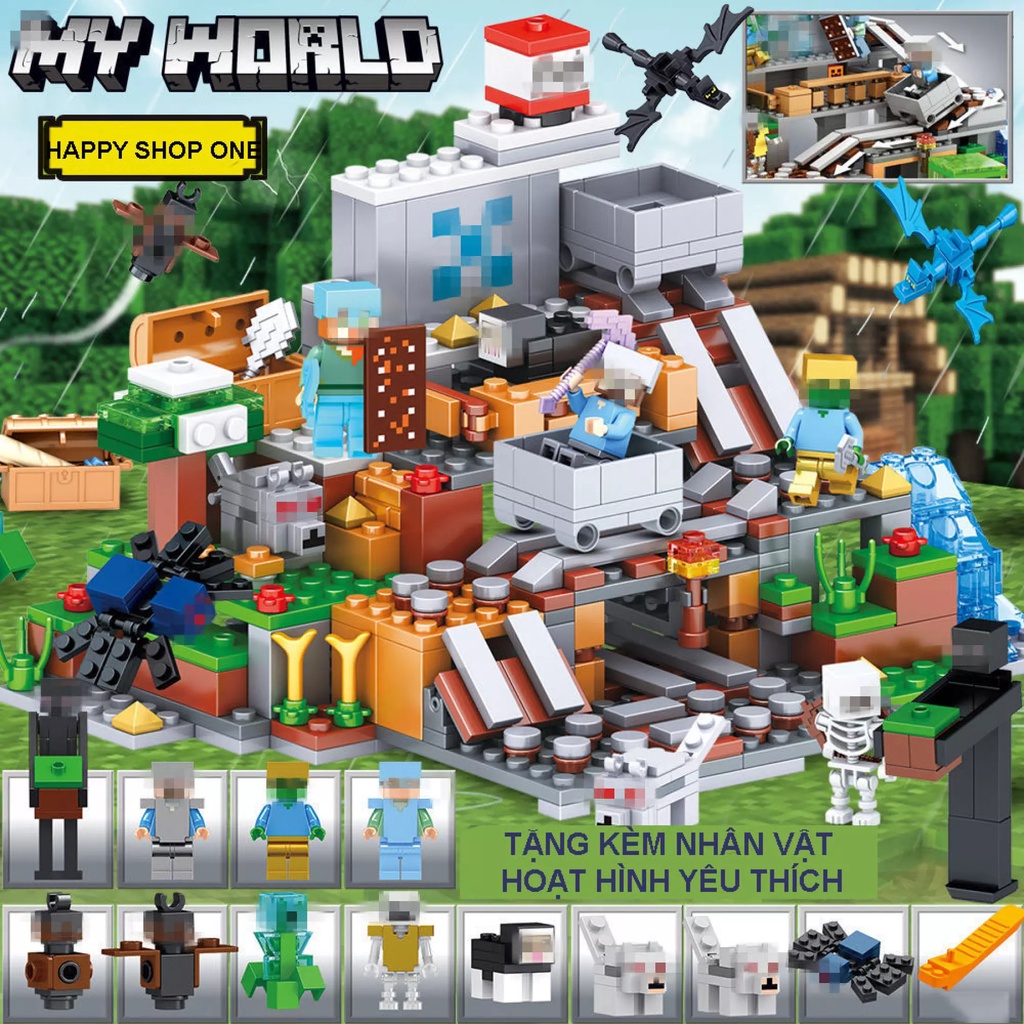 Lego Minecraft HANG ĐỘNG TRÊN ĐỈNH NÚI TUYẾT 590 Chi Tiết, Bộ Đồ Chơi Láp Ráp Giúp Trẻ Phát Triển Một Cách Toàn Diện