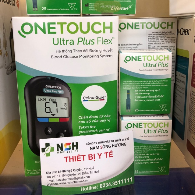 (lọ 25 que) Que thử test thử đường huyết tiểu đường onetouch One Touch Ultra Plus Flex Johnson & Johnson