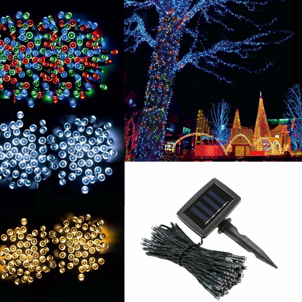 Dây đèn LED 200 bóng trang trí sân vườn dùng năng lượng mặt trời