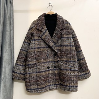 áo khoác dạ blazer kẻ siêu dày