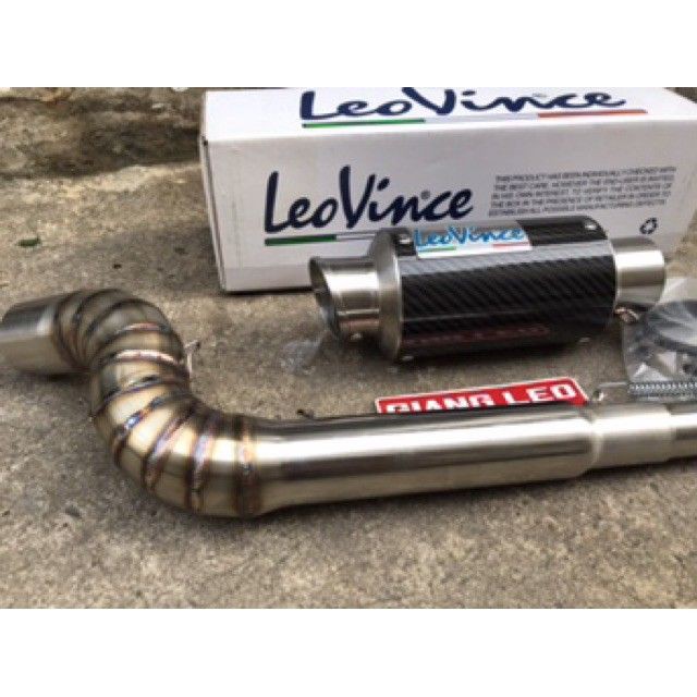 Lon pô leovince bạc ngắn hàng xịn + cổ pô  2 khúc 304 gắn xe winner, satria . sonic, ex 150 " rẻ vô địch "