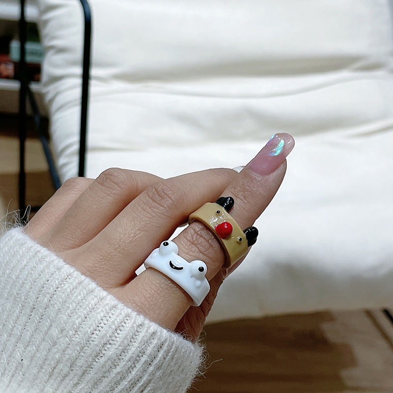 Nhẫn Đeo Tay acrylic Họa Tiết Hoạt Hình Giáng Sinh Dễ Thương Cho Nữ