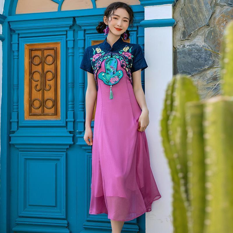 Đầm sườn xám cách tân dáng ôm phong cách thời trang retro Trung Hoa dành cho nữ