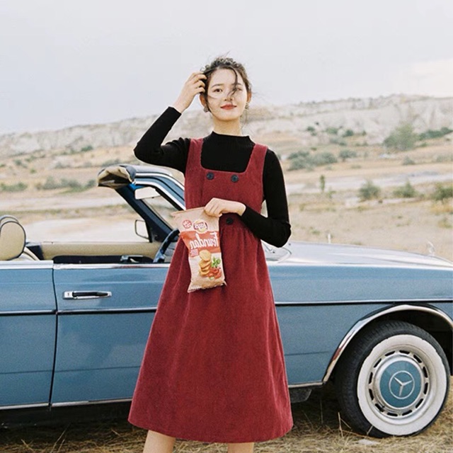 Váy yếm nhung màu vintage