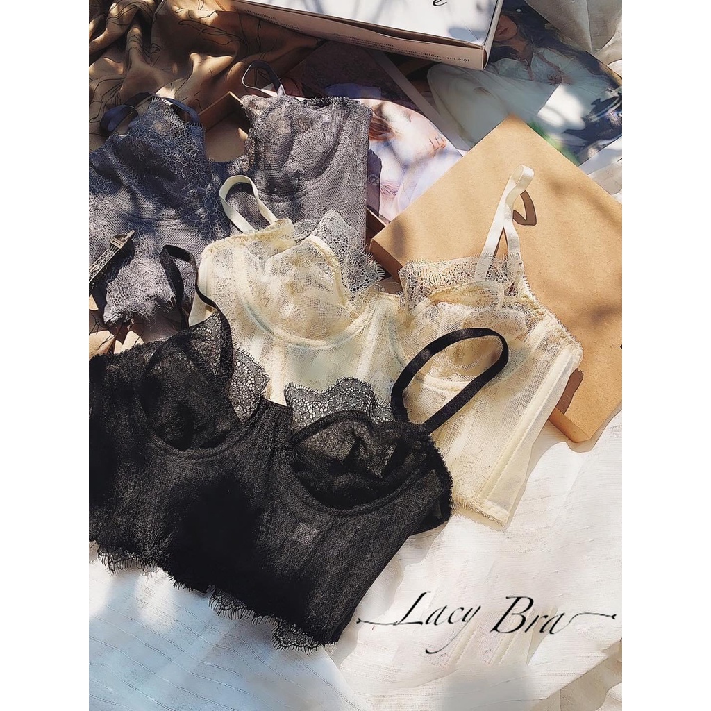 [Tặng Quà Dây Buộc Tóc] Bralette Ren Mỏng Phong Cách Cổ Điển Không Đệm Có Gọng Nâng Ngực Gợi Cảm Lacy Bra - AL32 | BigBuy360 - bigbuy360.vn