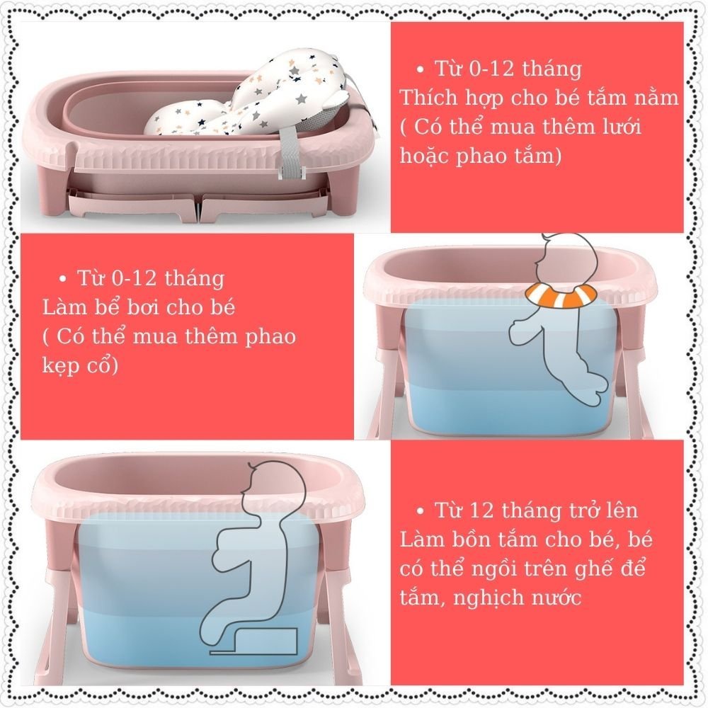 Bồn tắm thành cao silicon gấp gọn chống trơn trượt