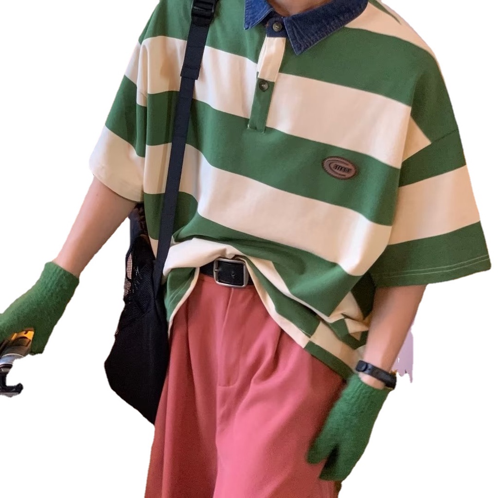 Áo Thun polo Tay Ngắn Dáng Rộng Thoáng Khí Thời Trang Mùa Hè Phong Cách Hàn Quốc Cho Nam