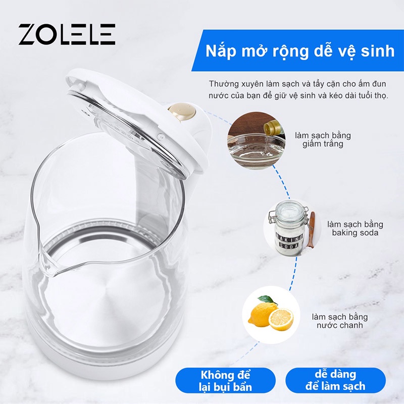Bình đun siêu tốc  ZOLELE ZH101 dung tích lớn 2L-1500W - Hàng chính hãng