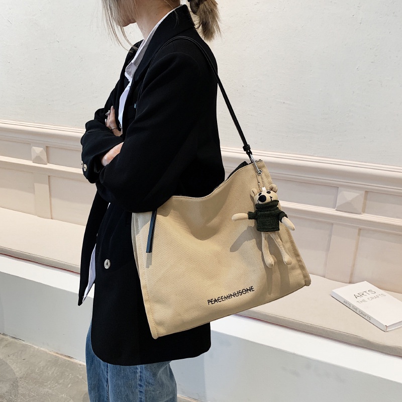 Túi Đeo JASMIN NOIR Vai Vải Canvas Hình Vuông Cỡ Lớn Phối Tua Rua Thời Trang Cho Nữ