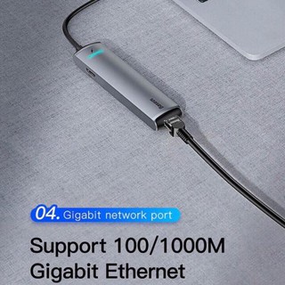 [BH 18THÁNG] Hub chuyển đổi Baseus 6 in 1 Smart Hub (Type C to 3x USB 3.0, HDMI 4K, LAN RJ-45, Type C PD)