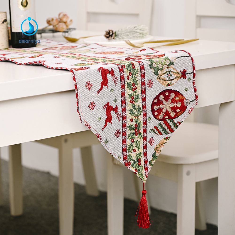 Khăn trải bàn dệt kim nhiều màu sắc trang trí giáng sinh