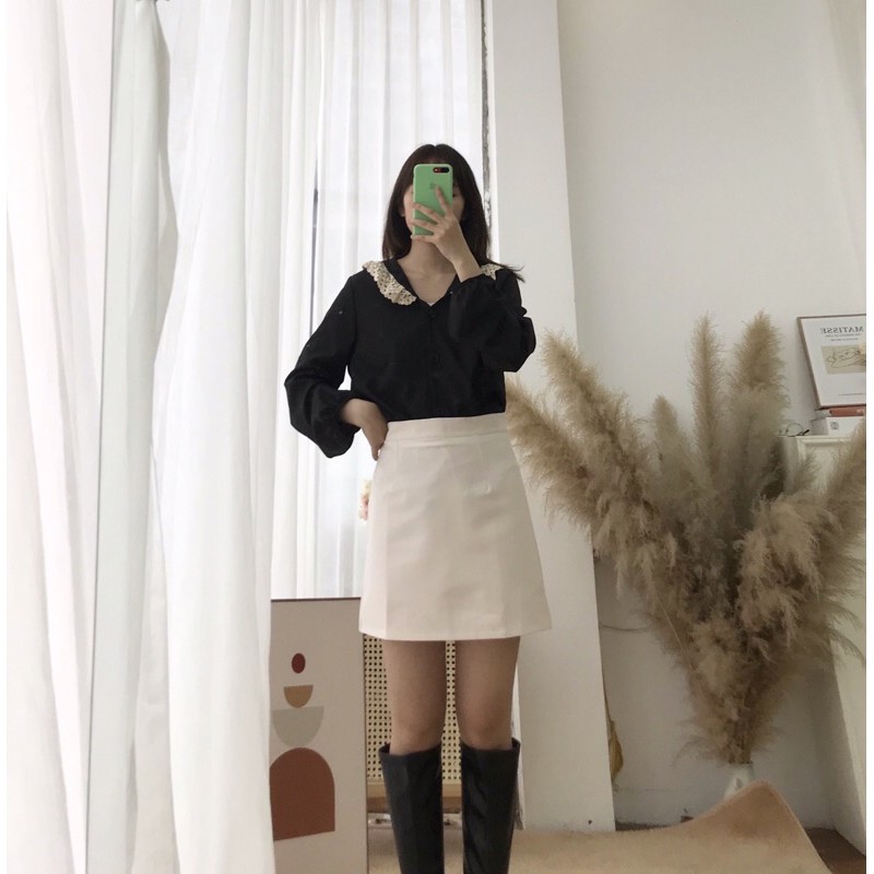 [Tặng Kèm Scrunchies] Áo sơ mi phối ren style ulzzang