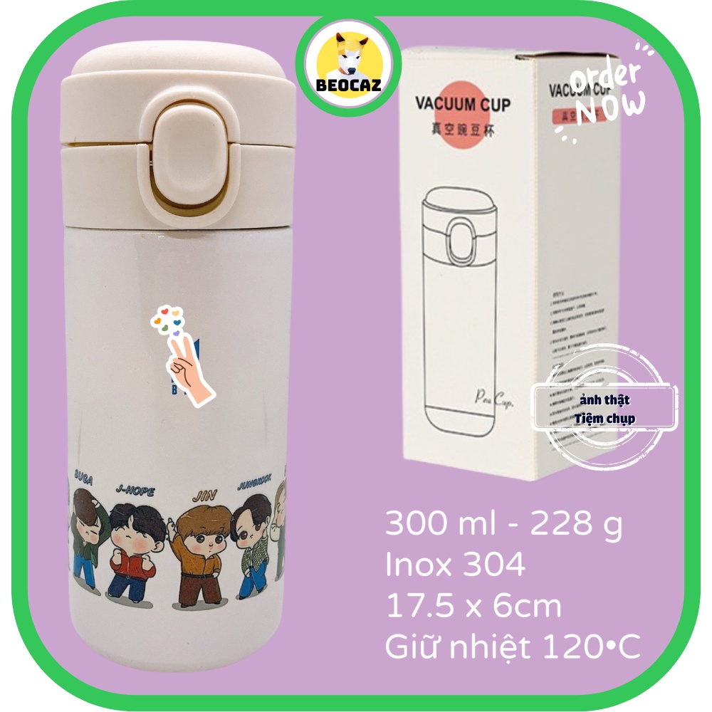 Bình giữ nhiệt Inox BTS 330 ml V Jimin Jungkook Bangtan Boys bình nước quà tặng Full Box dễ thương chibi có sẵn