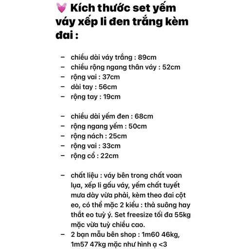 [Mã 55FASHIONSALE giảm 12% đơn 99K] SET YẾM váy xếp li đen trắng kèm đai (ảnh thật shop chụp kèm video cận chất)