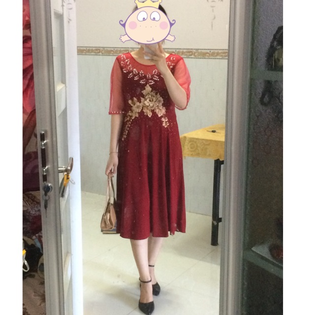 Đầm dạ hội trung niên form lửng BN11