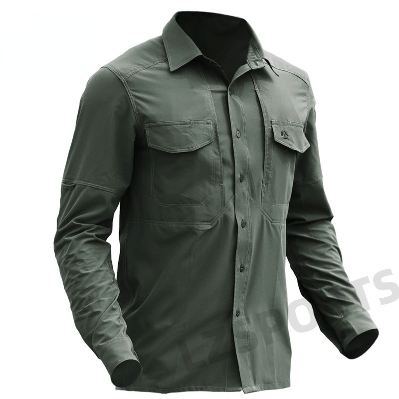 Áo Sơ Mi Tay Dài Phong Cách Quân Đội Co Giãn Khô Nhanh Thời Trang Xuân Thu 7422