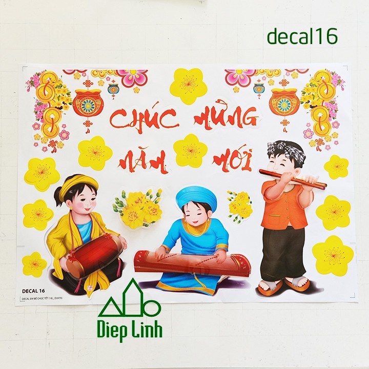 [HÀNG HOT] Decal dán tường trang trí tết - Tranh dán tường trang trí tết, năm mới có keo sẵn