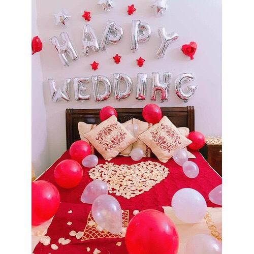 [Ảnh thật] Set trang trí kỷ niệm, happy wedding cho tình nhân đẹp lung linh TẶNG KÈM bơm bóng, keo dán tùy combo