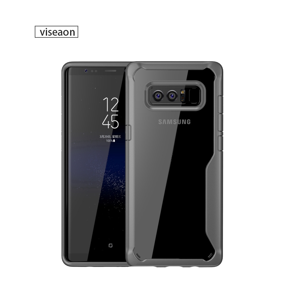 Ốp điện thoại silicone trong suốt + viền chống sốc cho Samsung Galaxy Note8 Note9