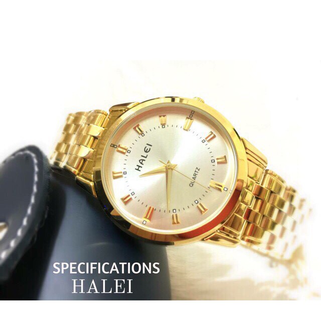Đồng Hồ Nam, nữ HALEI HL01 Mặt trắng Dây Vàng Khung Thép Cao Cấp Thời Trang Nữ Cao Cấp (Tặng Vòng Tay Tỳ Hưu ) | BigBuy360 - bigbuy360.vn
