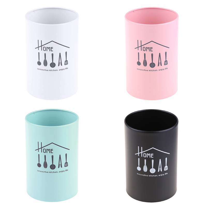 Ống đựng đũa/ muỗng/ nĩa ráo nước hình trụ bằng thép không gỉ tùy chọn màu sắc