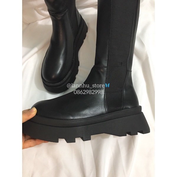 (sẵn36)MÃ B05 - Boot đùi Anh Quốc độn đế 6cm- cổ chun co giãn 2 bên răng cưa cá tính cực kì chất | WebRaoVat - webraovat.net.vn